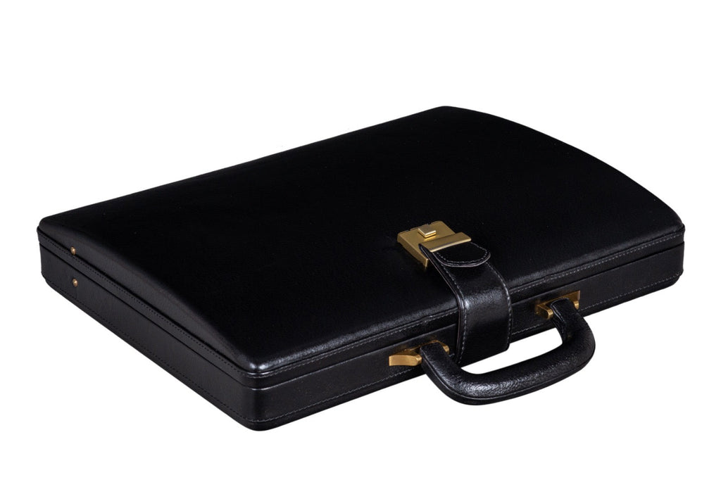 Leather Executive Men's Leather Attache Briefcase - Black Classy Leather Bags