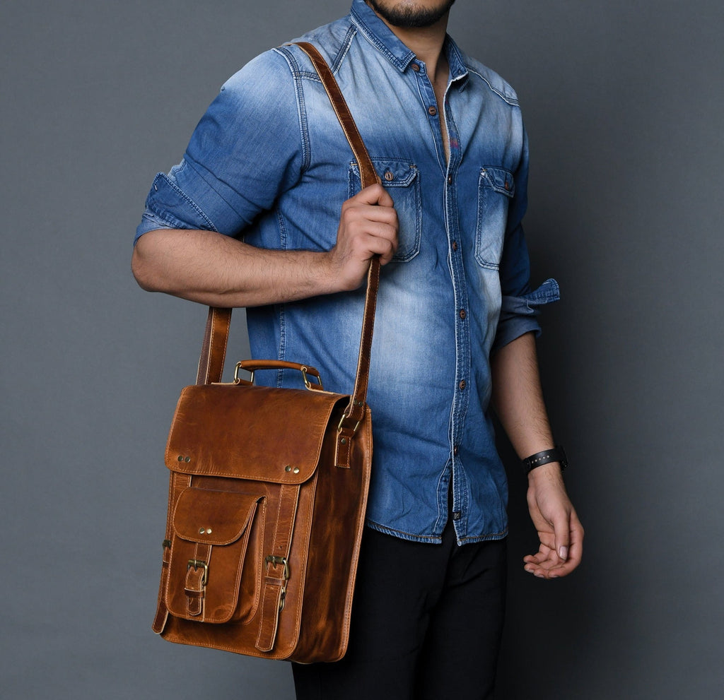 Front Pocket Daily Messenger Bag Classy Leather Bags