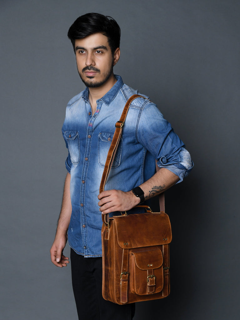 Front Pocket Daily Messenger Bag Classy Leather Bags