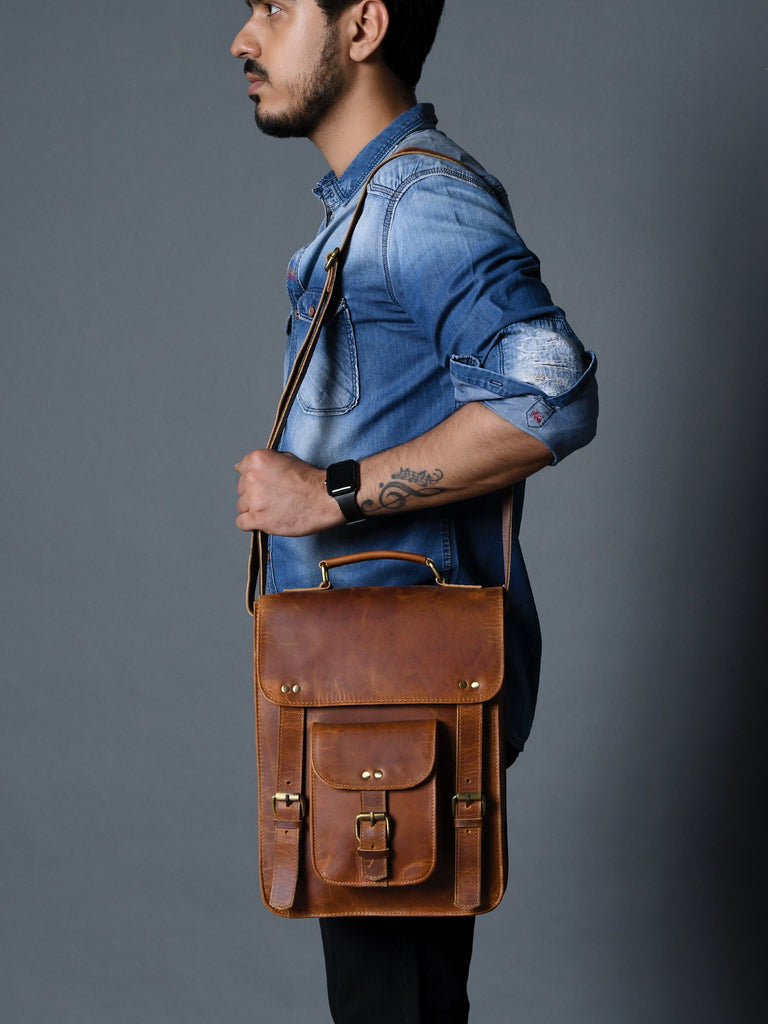 Front Pocket Daily Messenger Bag Classy Leather Bags