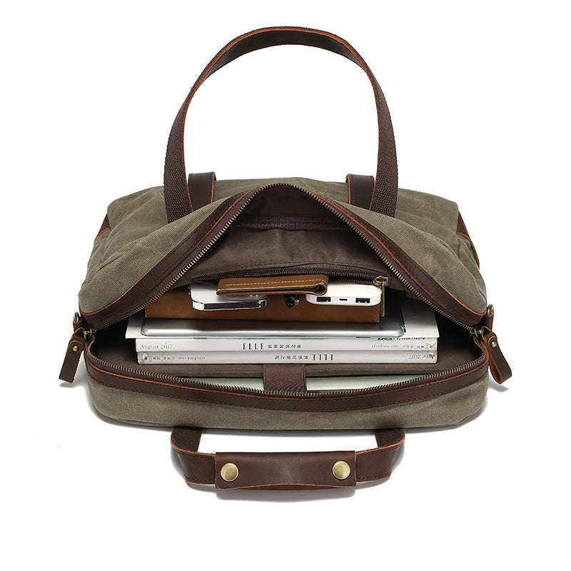 Waxed Canvas Vintage Travel Men's Briefcase Social Buzz eSIMs