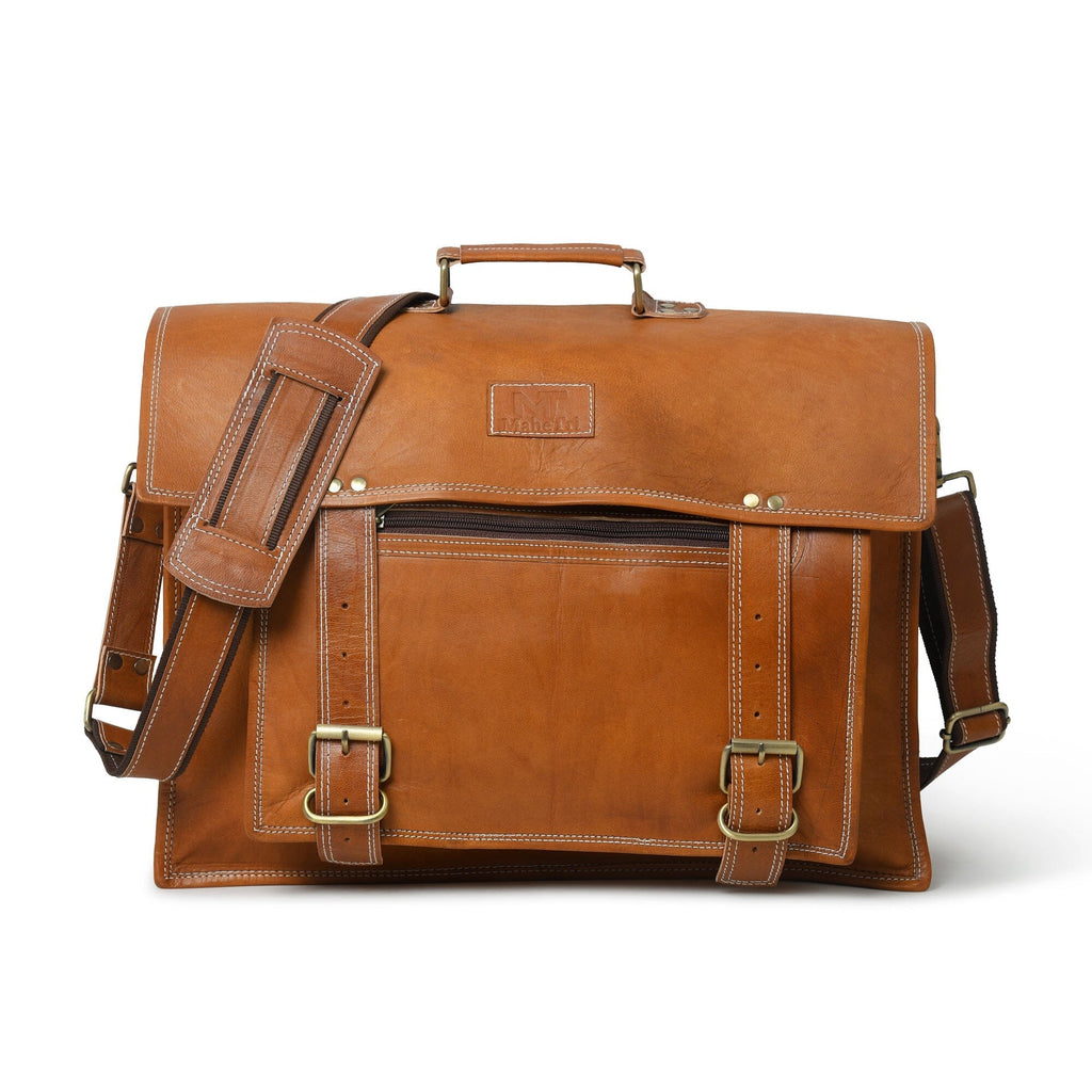 MaheTri Big Pocket- Tan Brown Classy Leather Bags