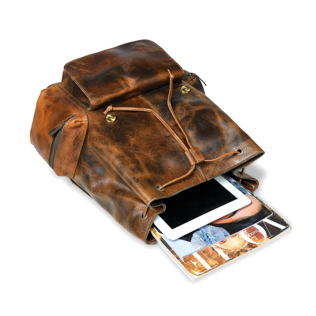 Vortex Leather Backpack: Burnt Brown Classy Leather Bags