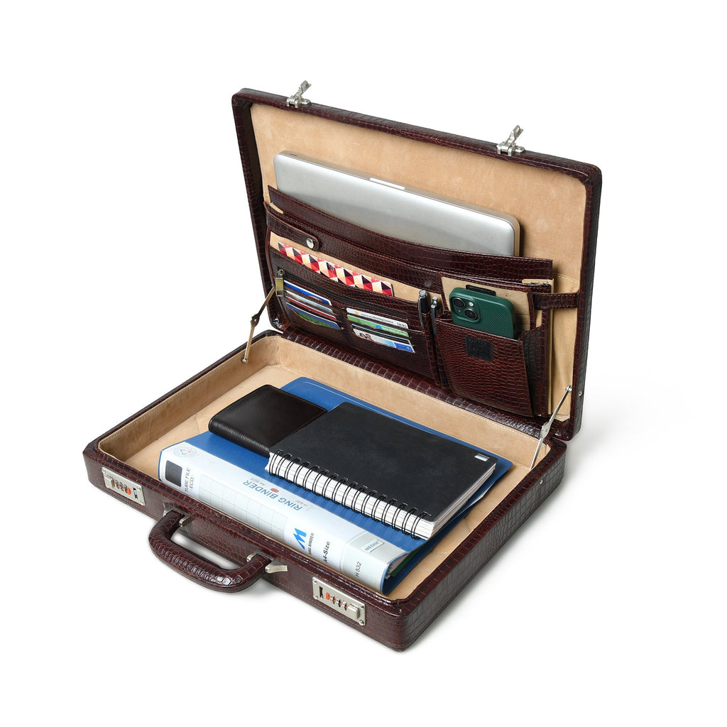 Executive Croco Leather Briefcase/Suitcase- Brown Classy Leather Bags