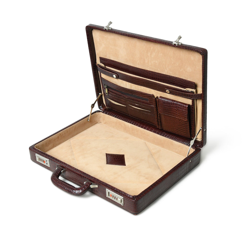 Executive Croco Leather Briefcase/Suitcase- Brown Classy Leather Bags