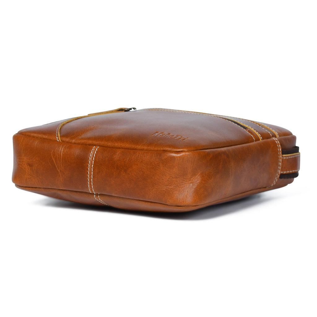 The Compact Messenger- Tan Classy Leather Bags