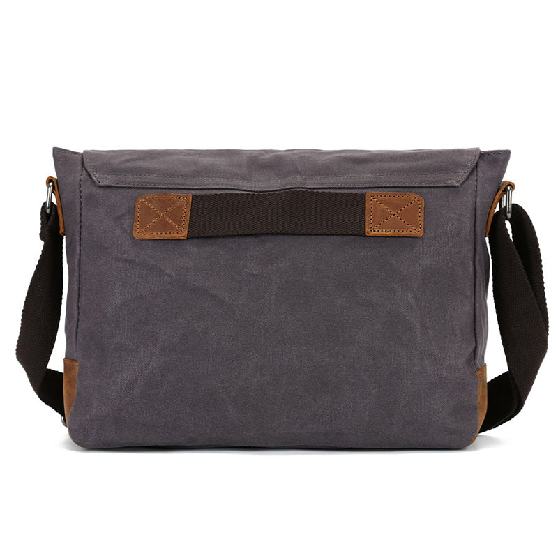 Waxed Canvas Messenger Bag Waxed Courier Bag Canvas Shoulder Bag Men Satchel Briefcase Vintage Crossbody Bag RockCow Leather Studio