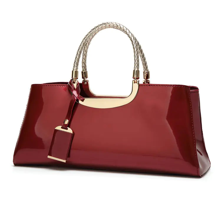Fashionable Glossy Patent Leather Handbag for Brides Trendy Attic Store01