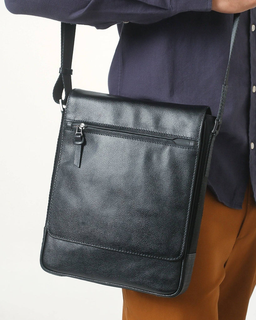 Boconi Garth Coated Zipper Leather Cross Body Bag Boconi