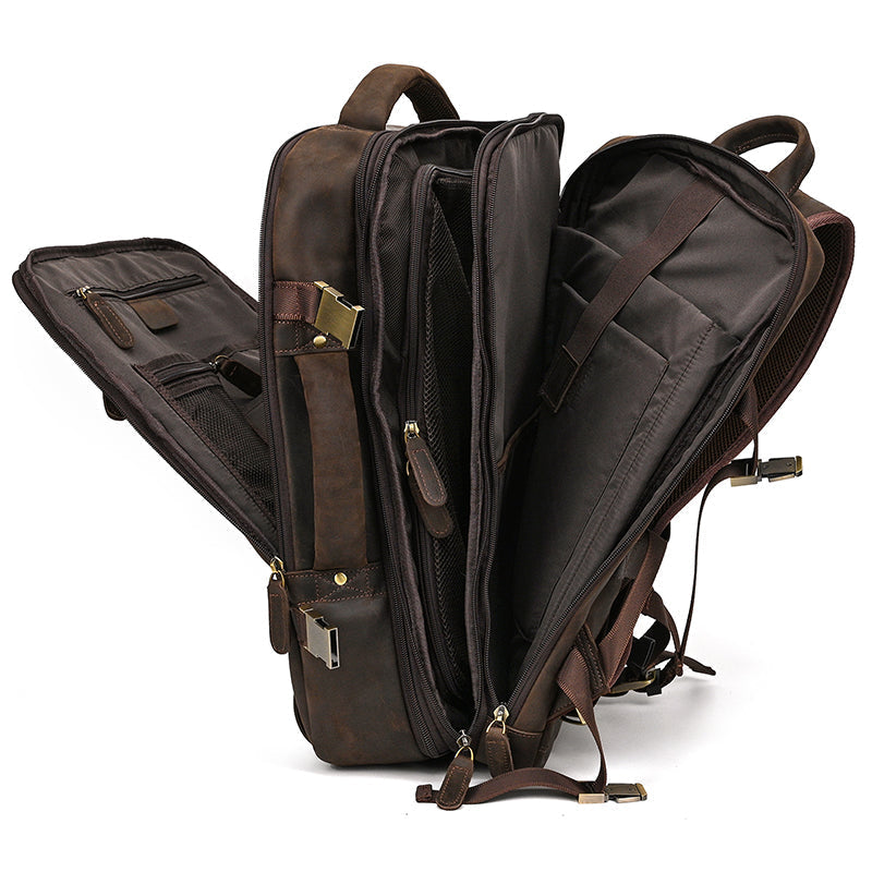 Full Grain Leather Travel Backpack Mens Large Leather Backpack Laptop Backpack Convertible Handbag RockCow Leather Studio
