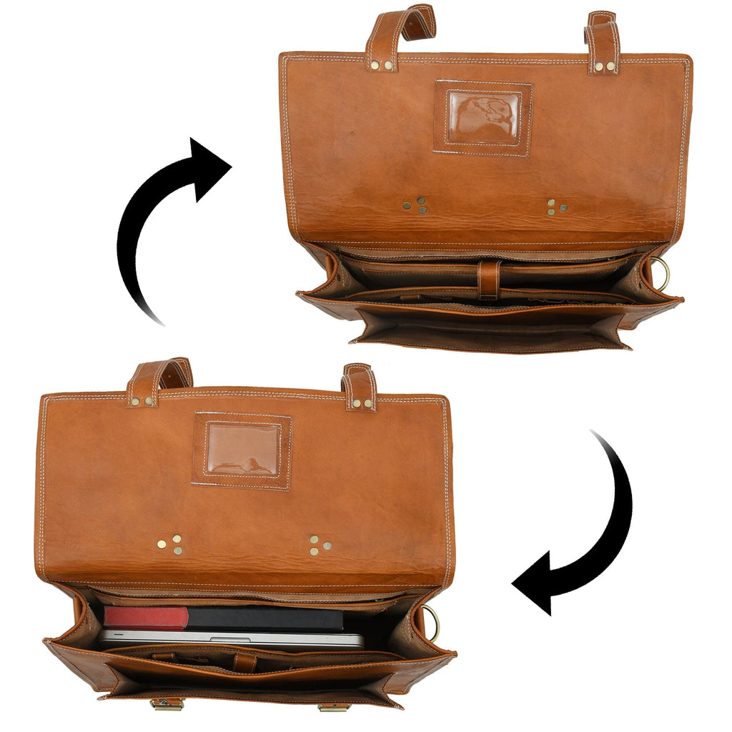 MaheTri Big Pocket- Tan Brown Classy Leather Bags