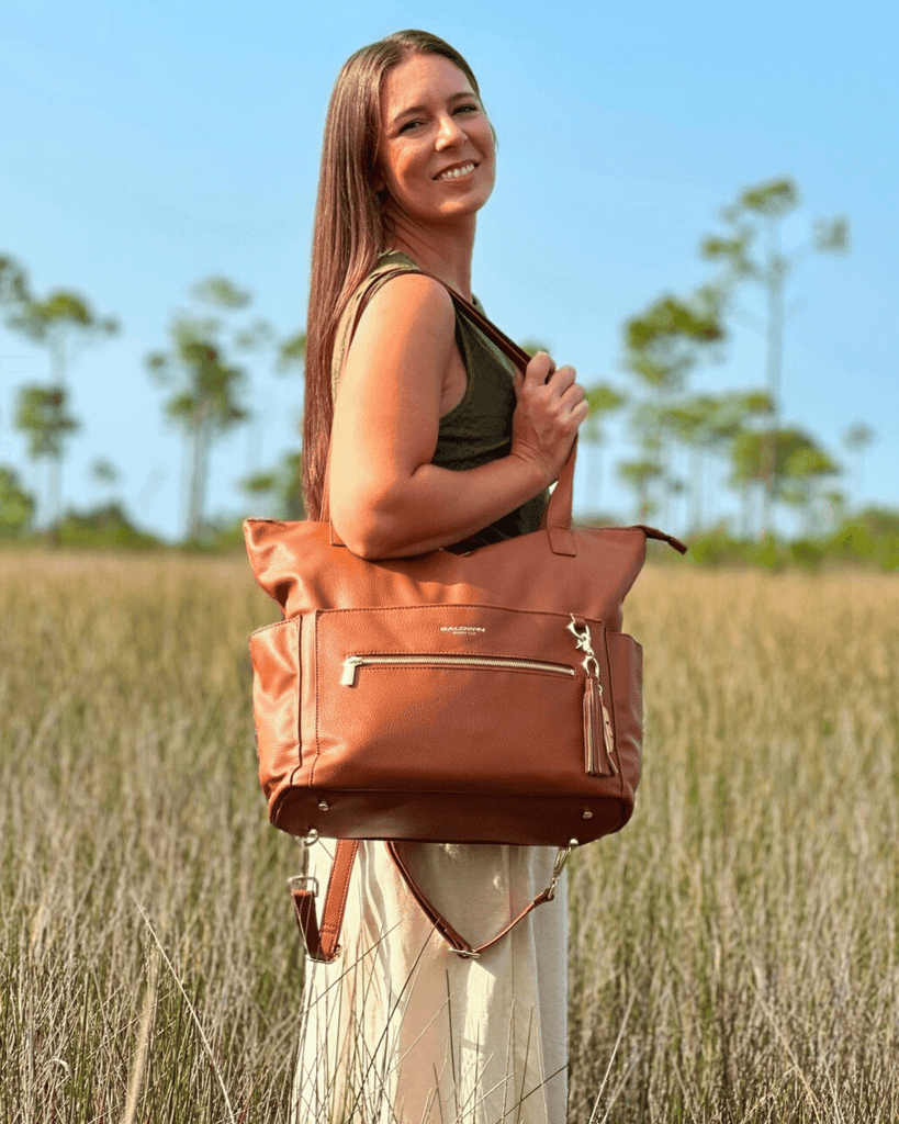 The Lillian Diaper Bag - Cognac Baldwin Baby Company