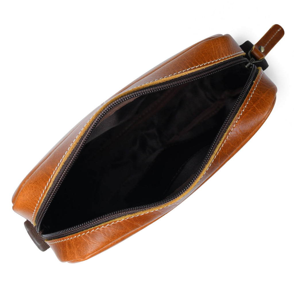 The Compact Messenger- Tan Classy Leather Bags