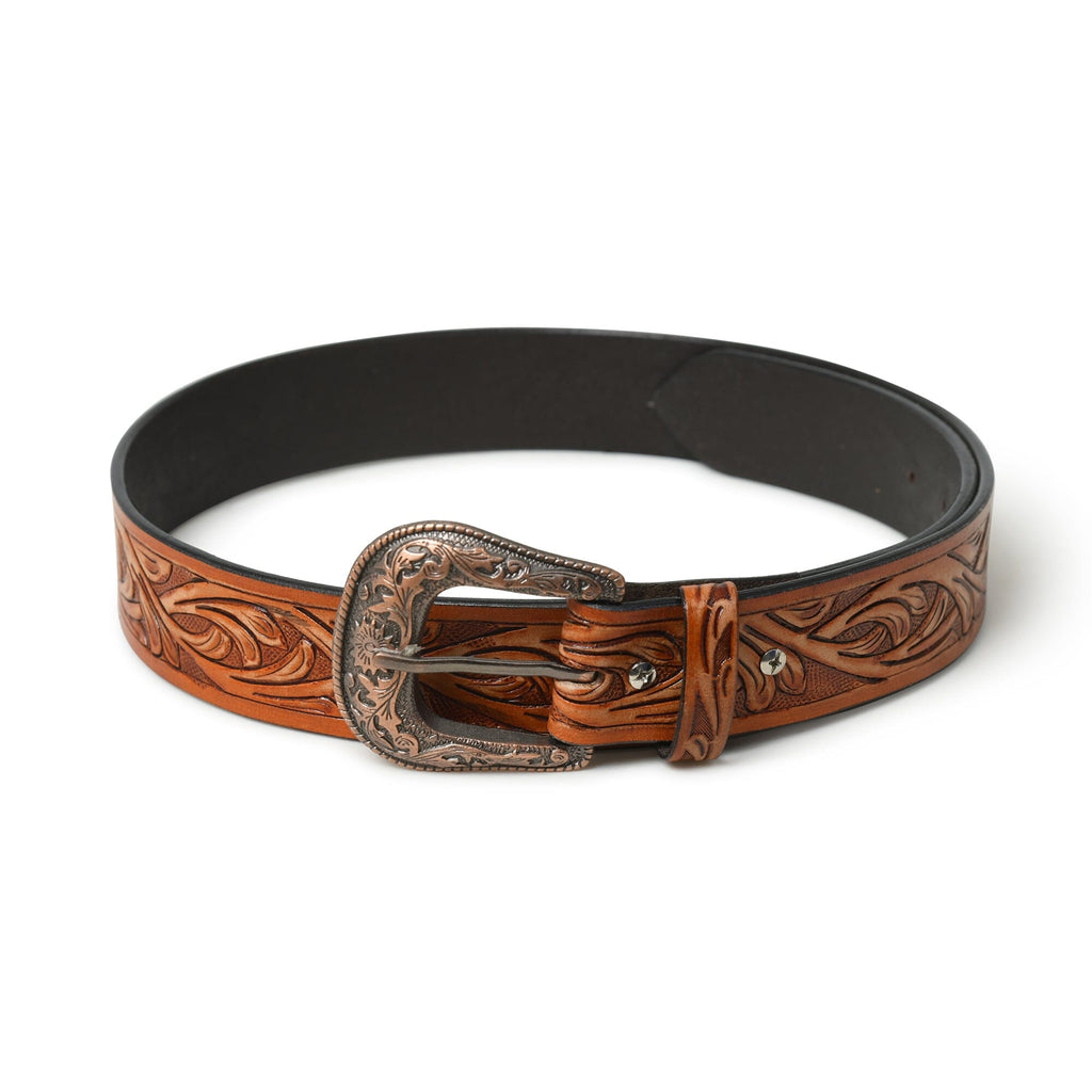Western Cowboy Leather Belt - Brown Classy Leather Bags