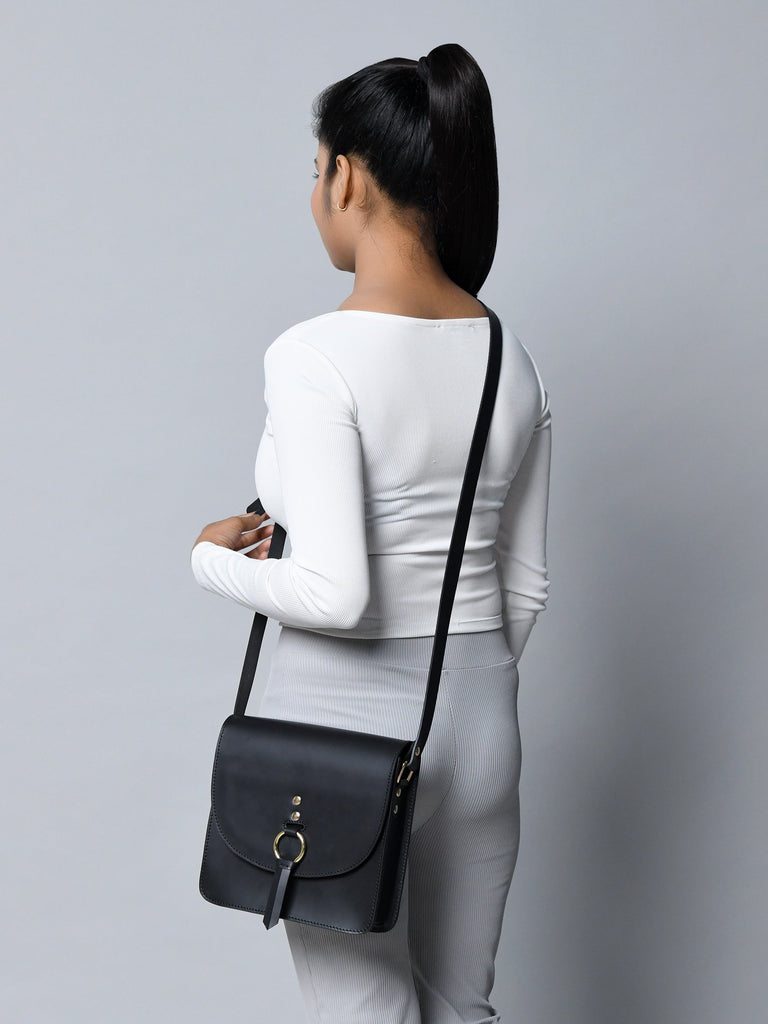 Black Elegance Crossbody Sling Bag Classy Leather Bags
