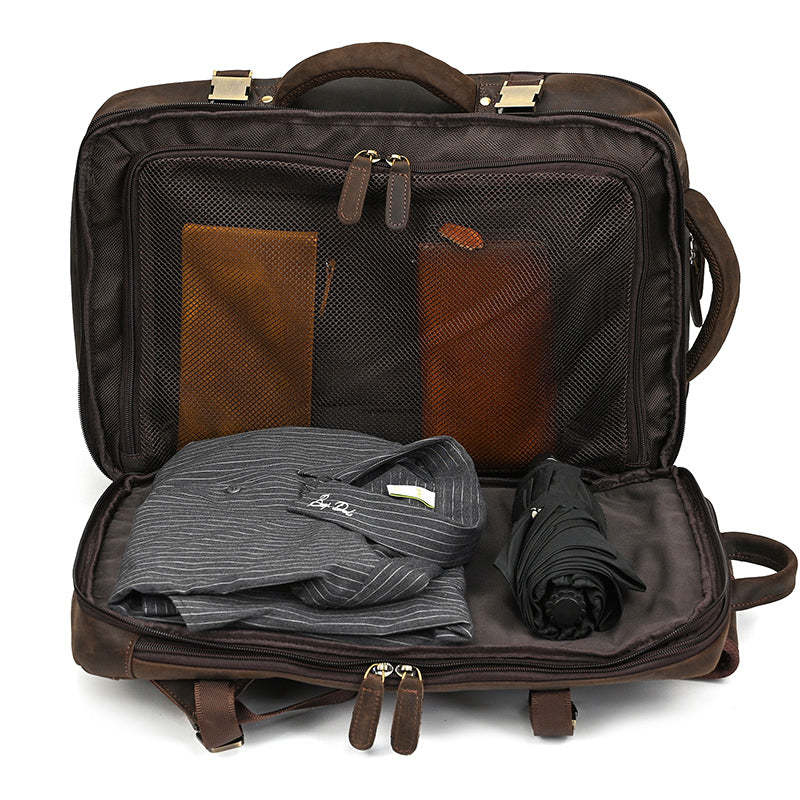 Full Grain Leather Travel Backpack Mens Large Leather Backpack Laptop Backpack Convertible Handbag RockCow Leather Studio