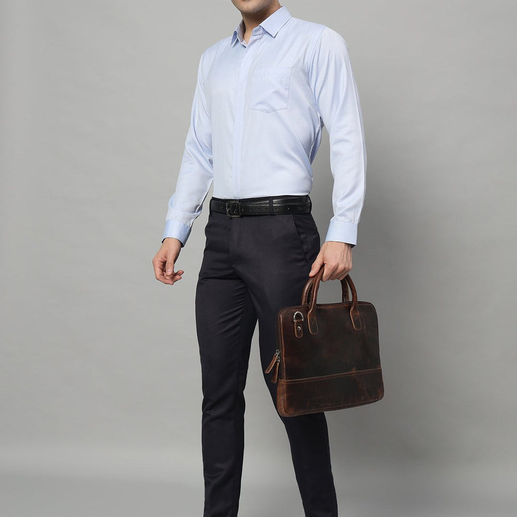 Modernist Leather Laptop Bag-Dark Brown Classy Leather Bags