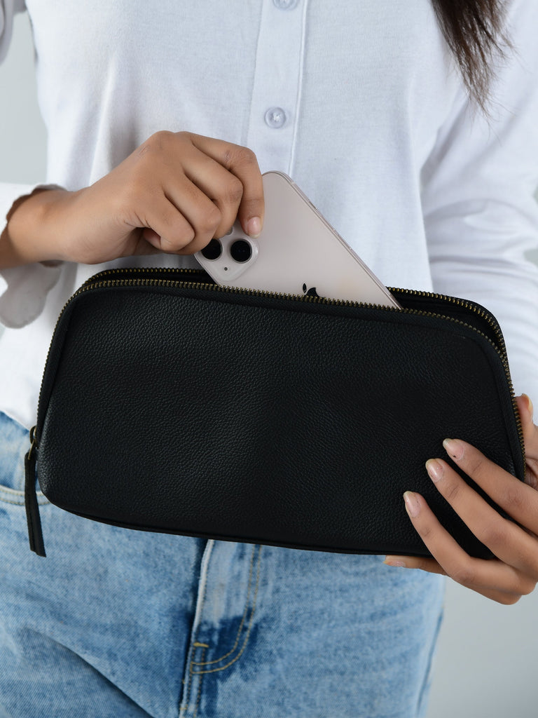 Classic Black Leather Clutch Classy Leather Bags
