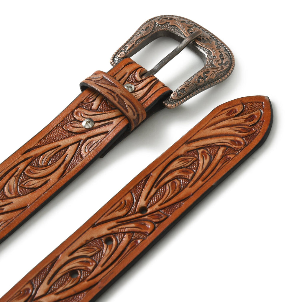 Western Cowboy Leather Belt - Brown Classy Leather Bags