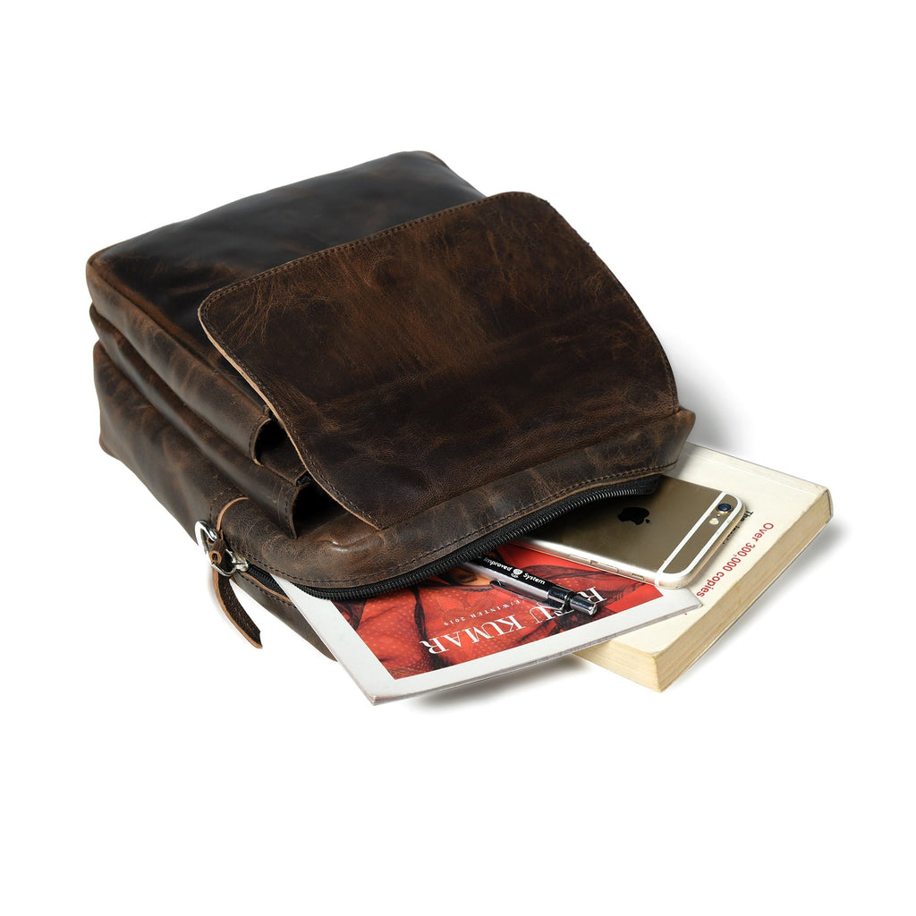 Enzo Brown Side Messenger Classy Leather Bags