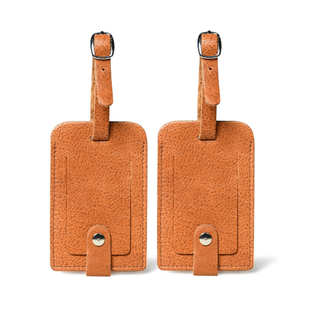 Tan Leather Luggage Tags Set Classy Leather Bags