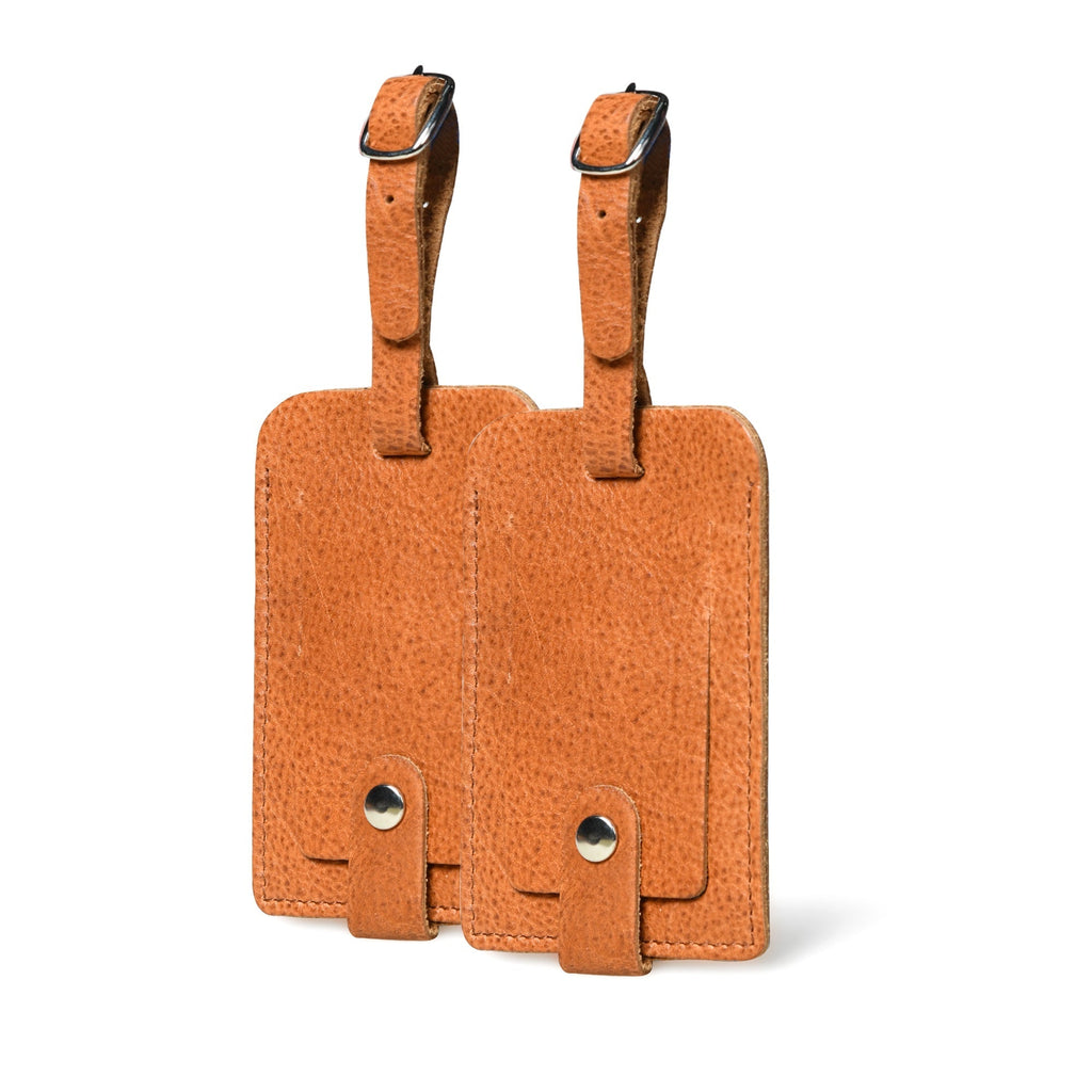 Tan Leather Luggage Tags Set Classy Leather Bags