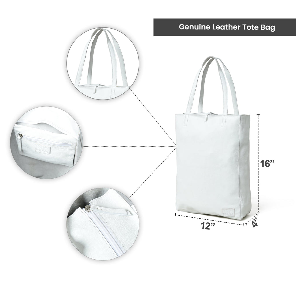 White Leather Shoulder Tote Bag Classy Leather Bags