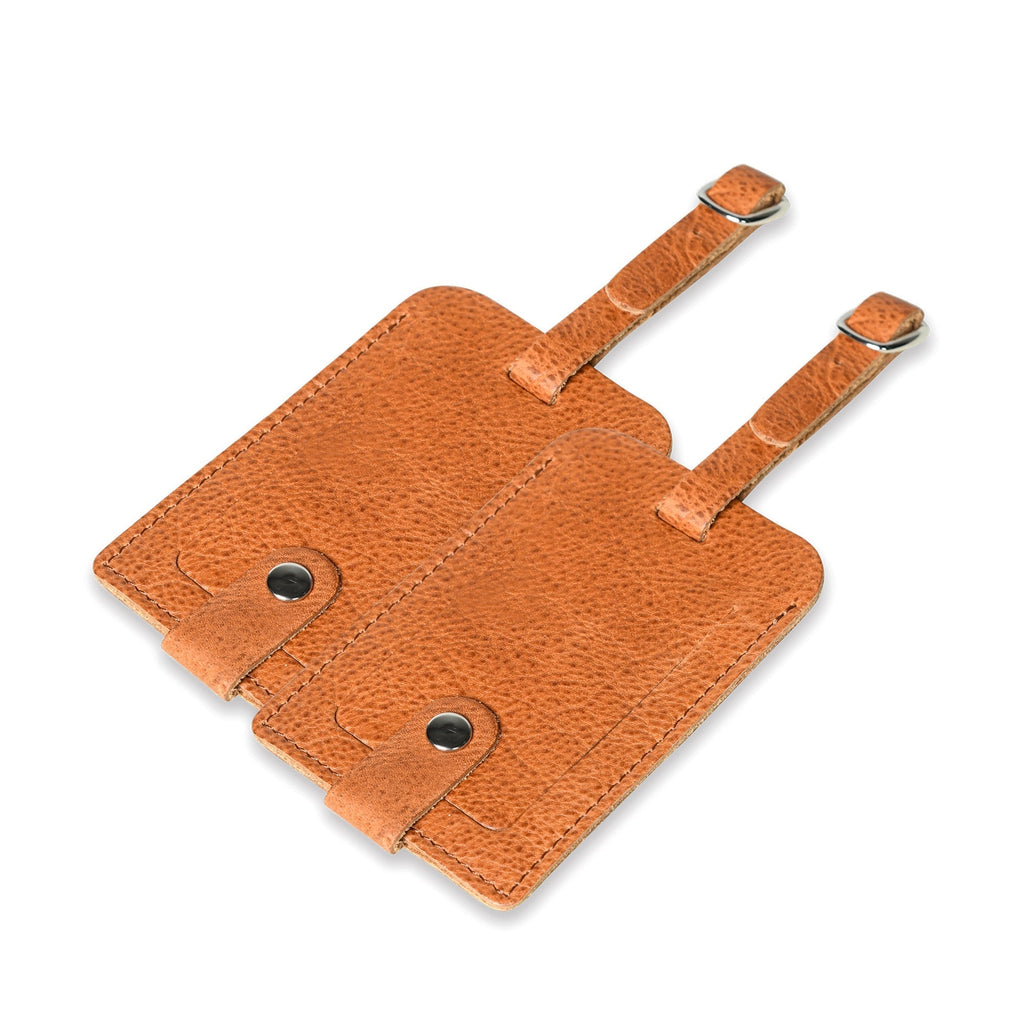 Tan Leather Luggage Tags Set Classy Leather Bags