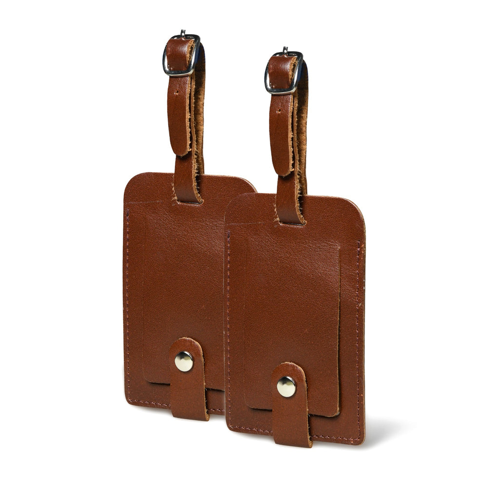 Dark Brown Leather Luggage Tags Set Classy Leather Bags