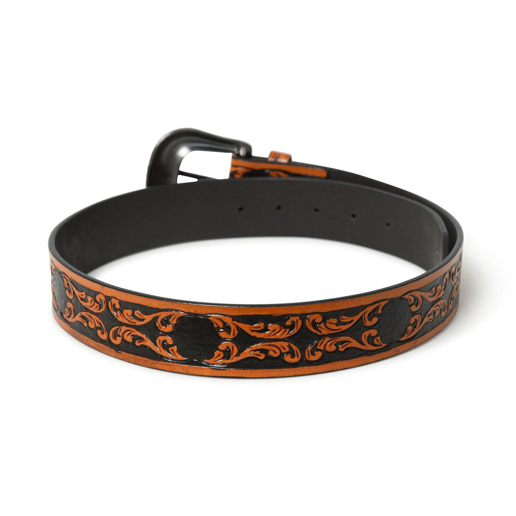 Western Cowboy Leather Belt - Black & Brown Classy Leather Bags