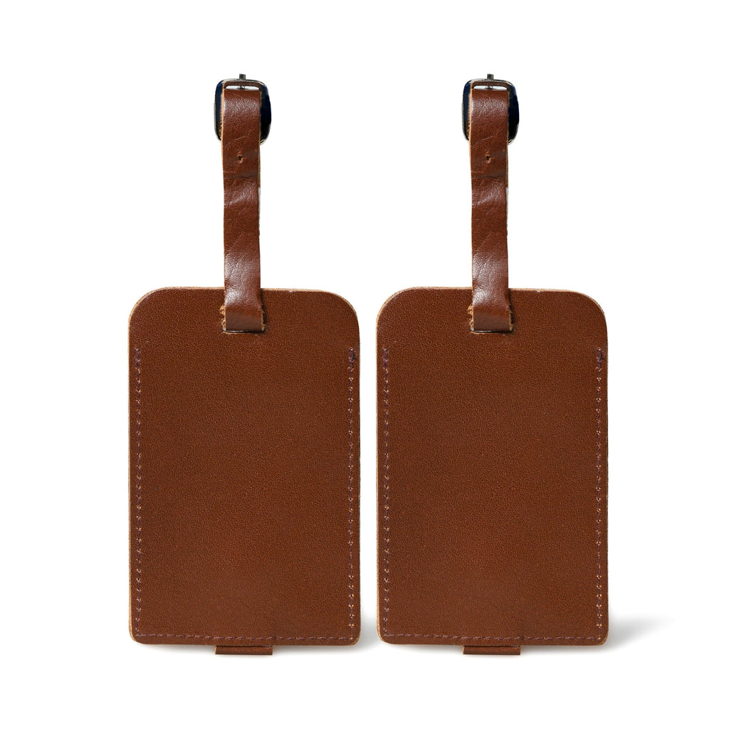 Dark Brown Leather Luggage Tags Set Classy Leather Bags