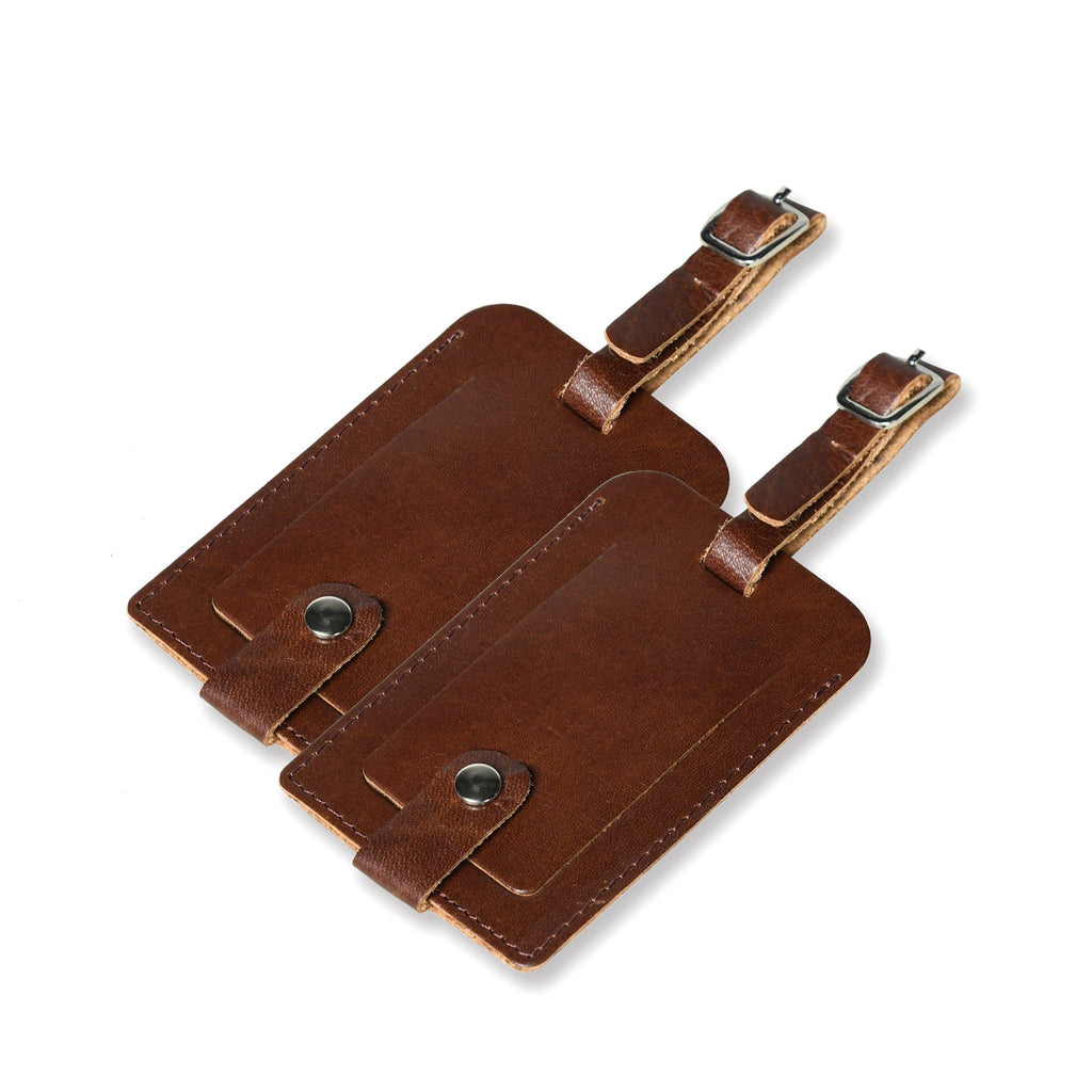 Dark Brown Leather Luggage Tags Set Classy Leather Bags