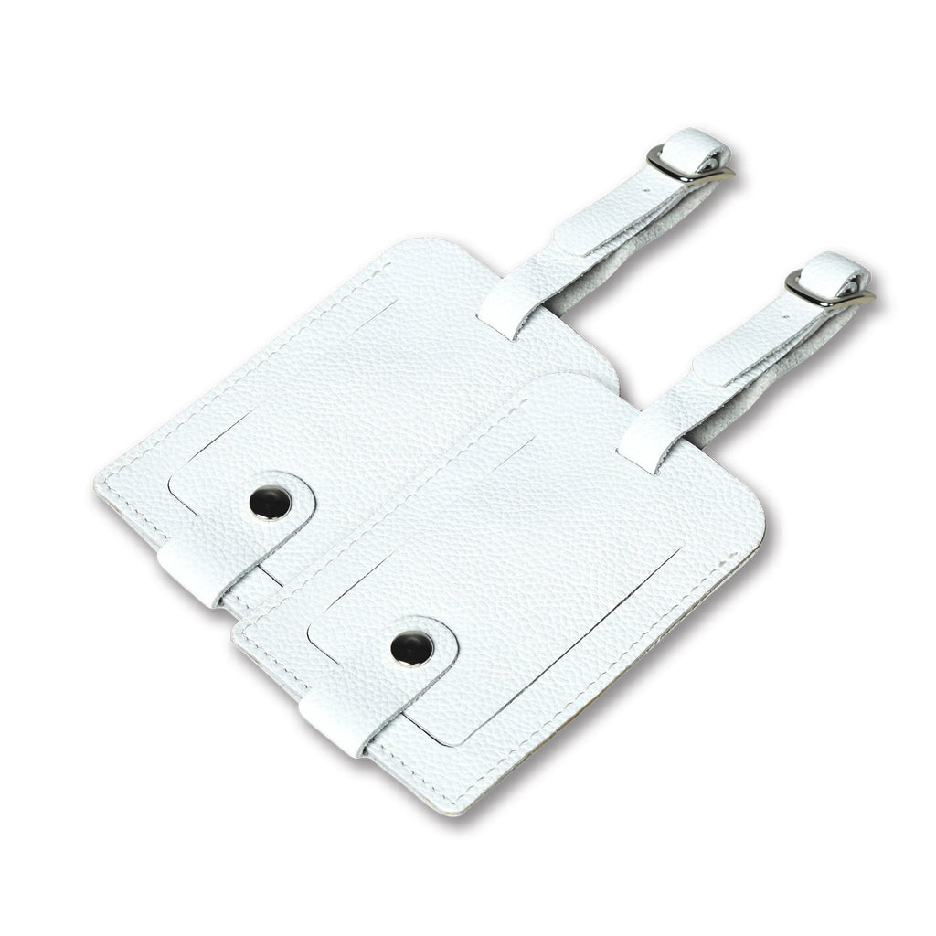 White Leather Luggage Tags Set Classy Leather Bags
