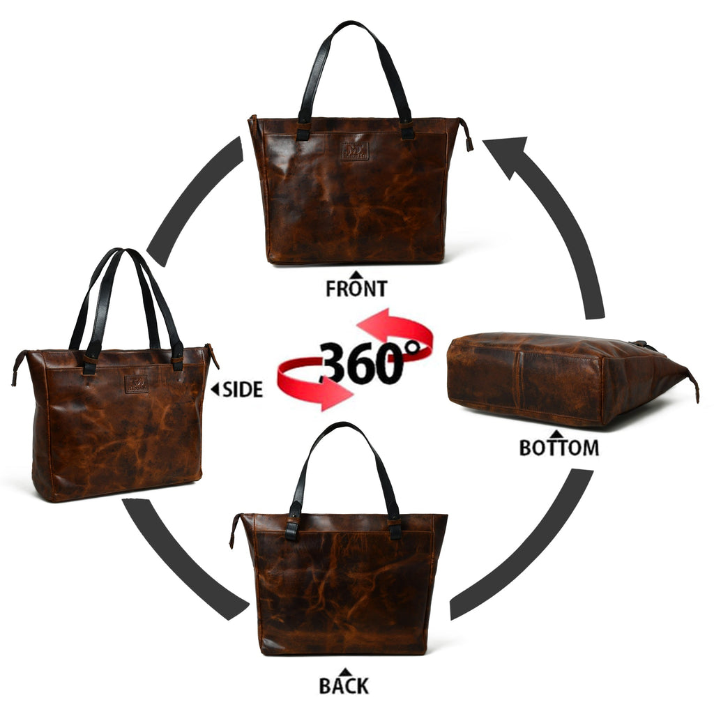 Portland Leather Tote with Zipper Classy Leather Bags