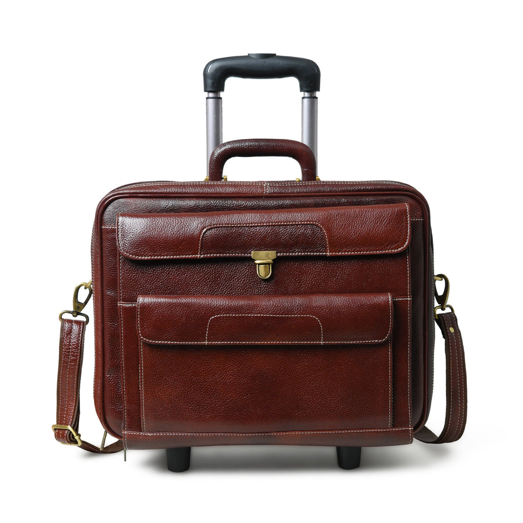 Wanderer Leather Trolly Suitcase Bag Classy Leather Bags