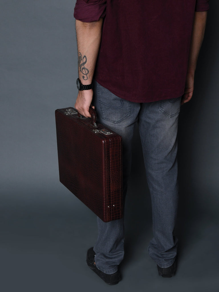 Executive Croco Leather Briefcase/Suitcase- Brown Classy Leather Bags