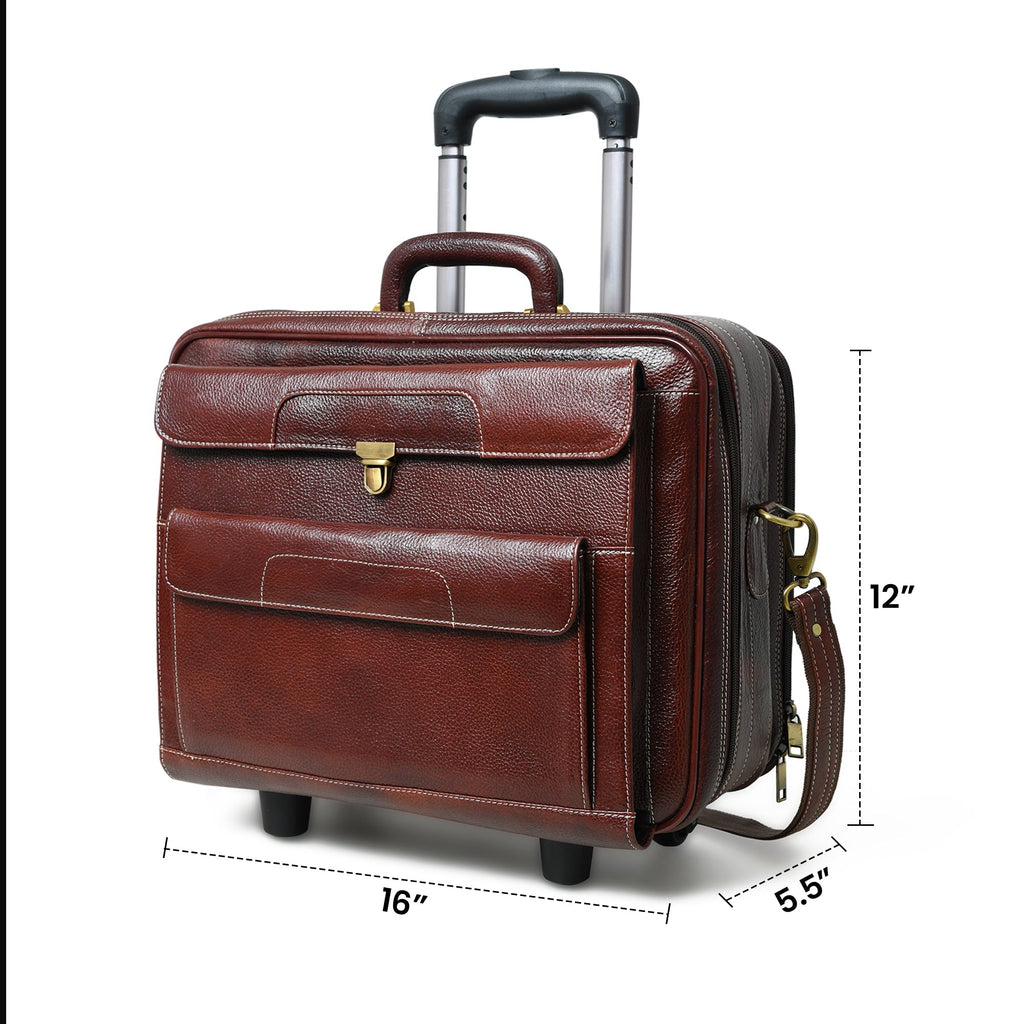 Wanderer Leather Trolly Suitcase Bag Classy Leather Bags