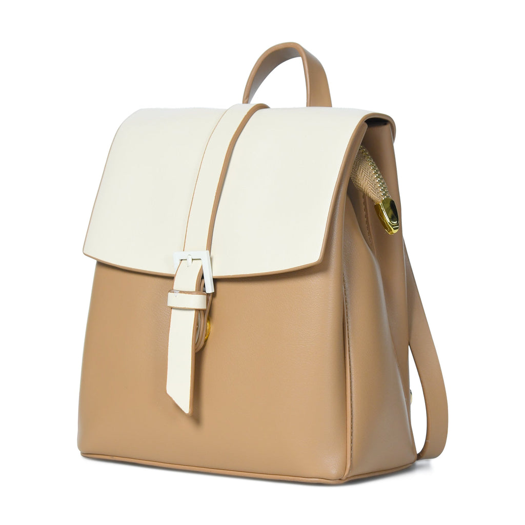 Claire Women's Backpack - Beige Classy Leather Bags