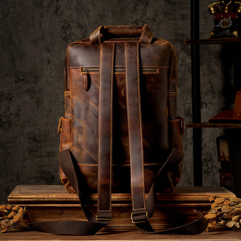 17" Retro Leather Laptop Travel Backpack, Full Grain Leather Backpack for School, Christmas gifts RockCow Leather Studio