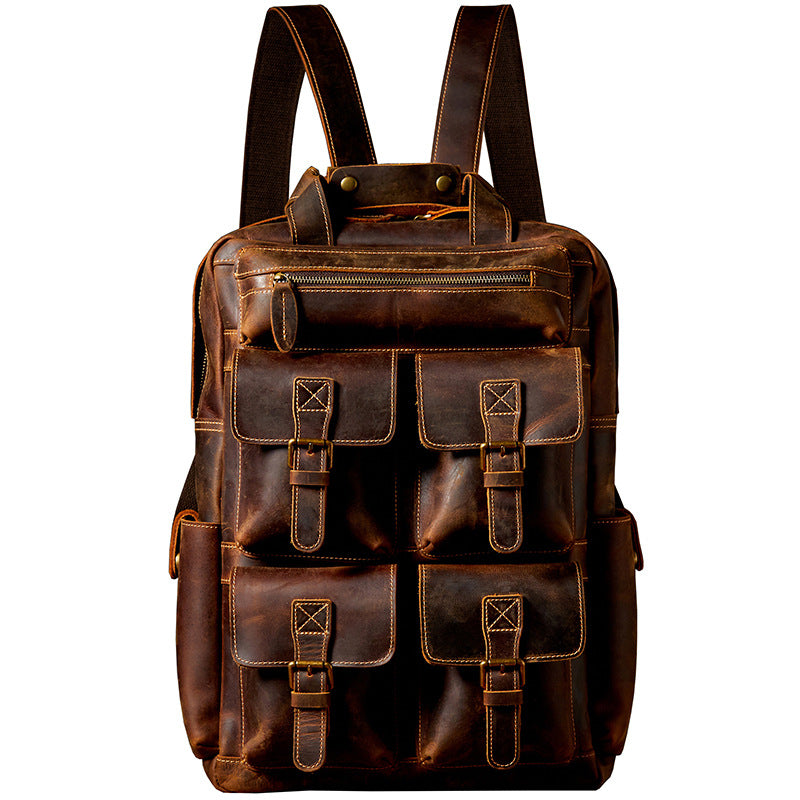 17" Retro Leather Laptop Travel Backpack, Full Grain Leather Backpack for School, Christmas gifts RockCow Leather Studio