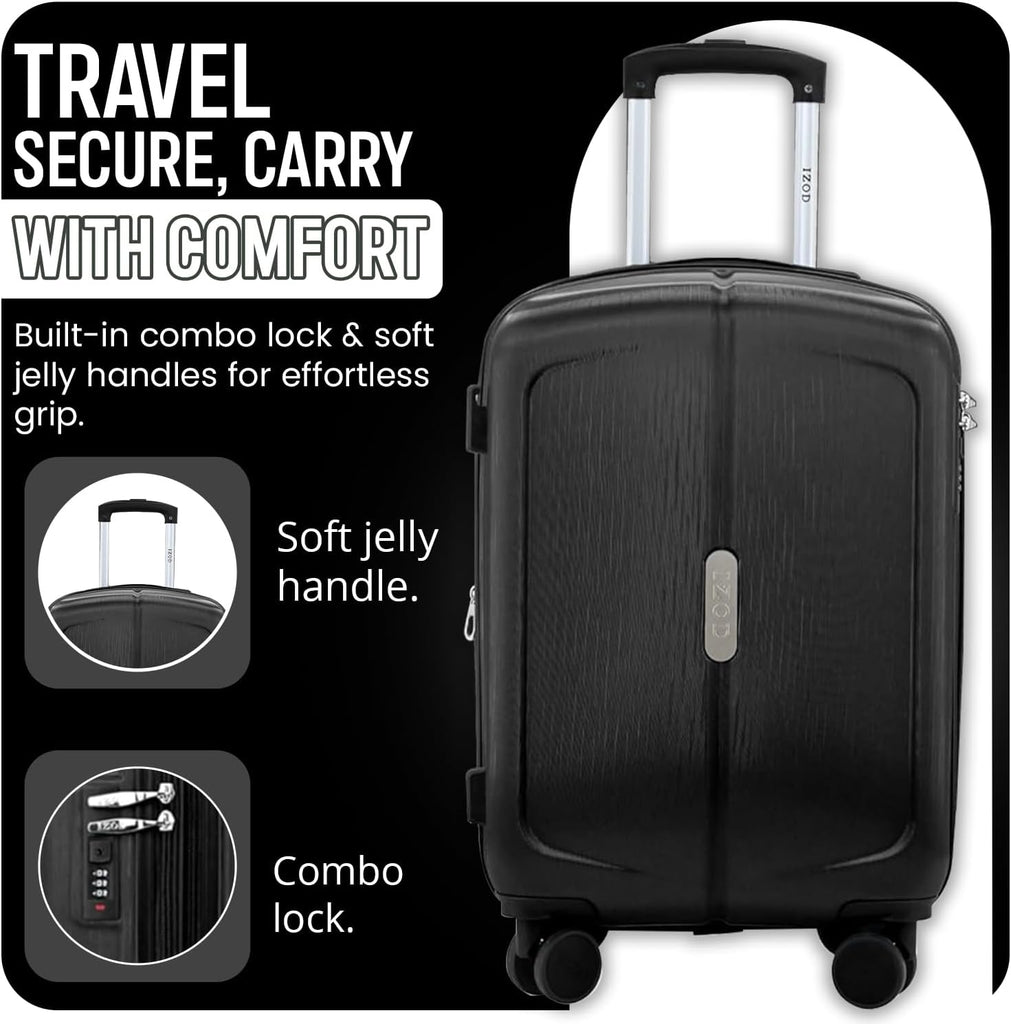 IZOD Mateo 20-Inch Carry-On Luggage – Lightweight Expandable ABS Hardside Suitcase with 360° Dual Spinner Wheels & Built-In Combo Lock - LuggageDesigners