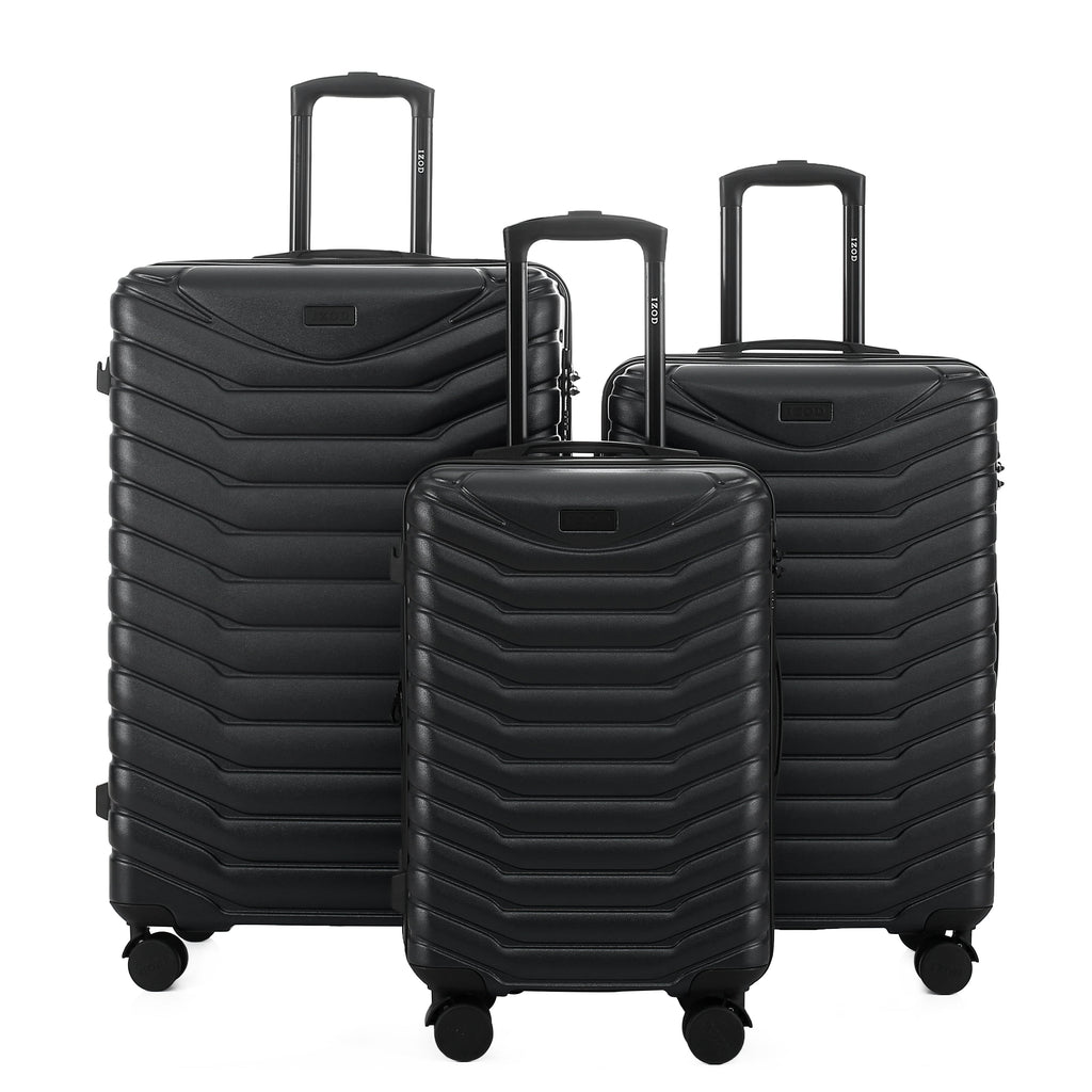 IZOD Phantom Lightweight Expandable ABS 3 Piece Luggage Set - 20", 24", and 28" Sizes with 360° Dual Spinning Wheels and Combo Lock