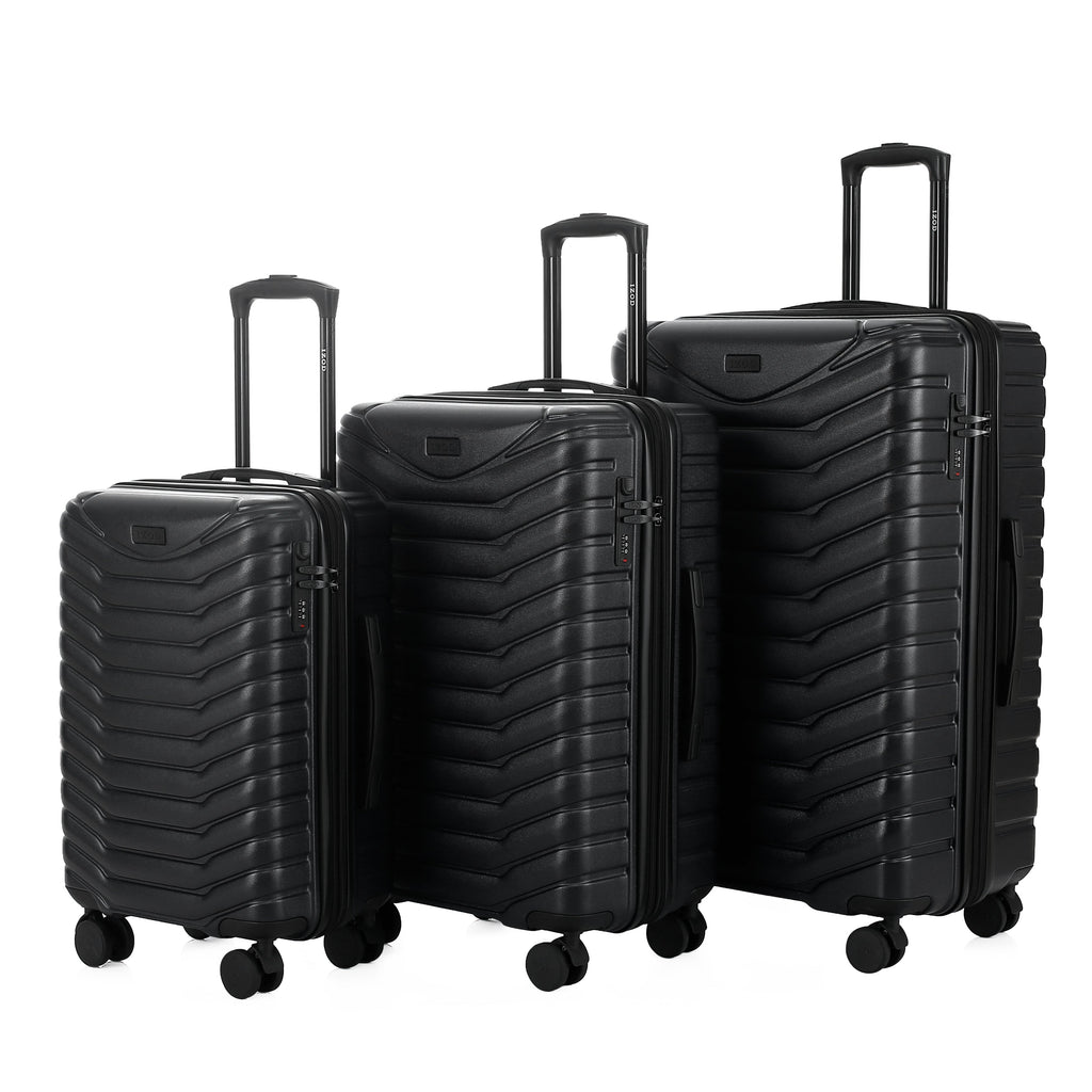 IZOD Phantom Lightweight Expandable ABS 3 Piece Luggage Set - 20", 24", and 28" Sizes with 360° Dual Spinning Wheels and Combo Lock