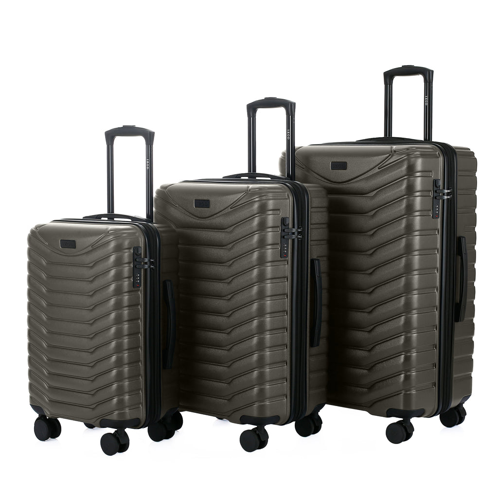 IZOD Phantom Lightweight Expandable ABS 3 Piece Luggage Set - 20", 24", and 28" Sizes with 360° Dual Spinning Wheels and Combo Lock