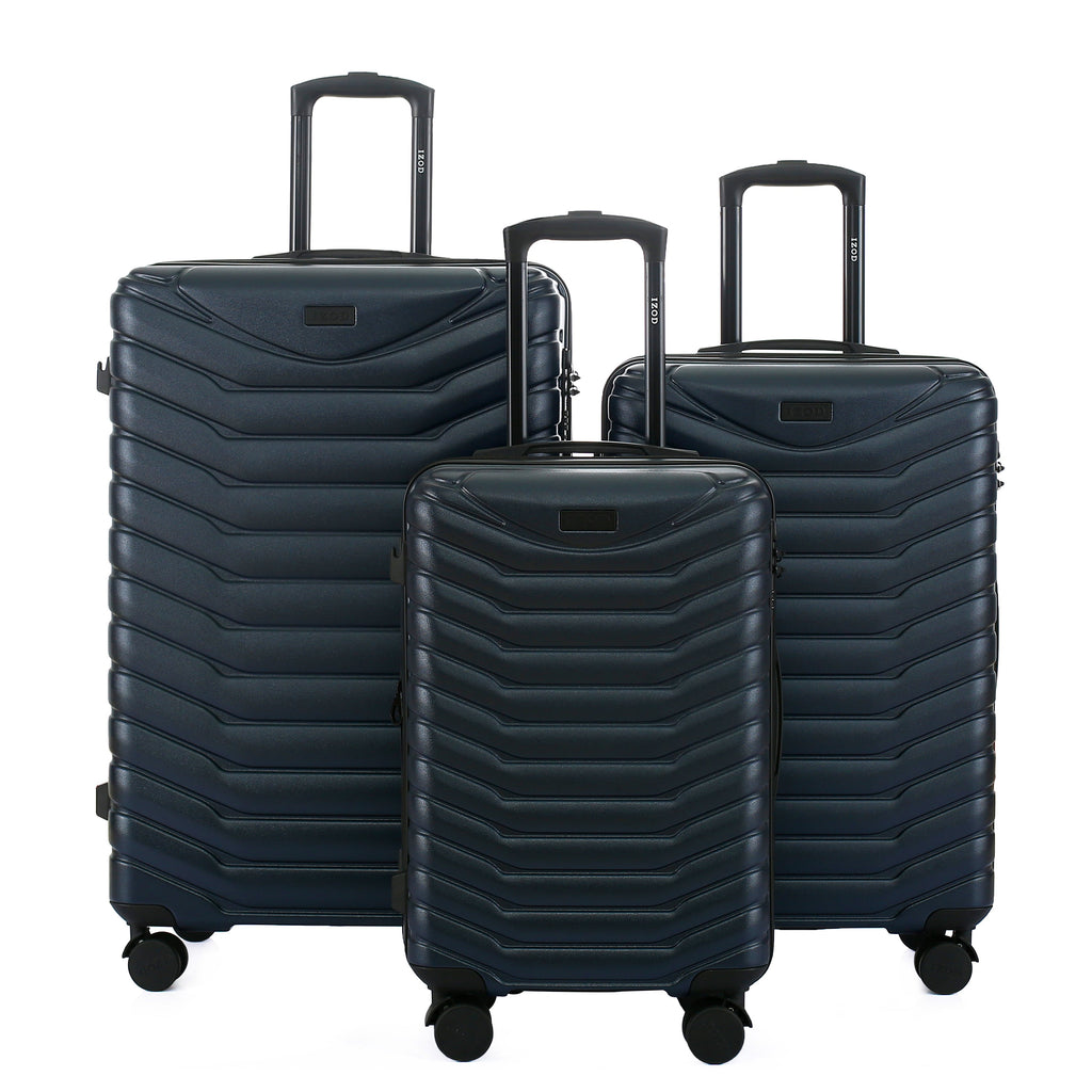 IZOD Phantom Lightweight Expandable ABS 3 Piece Luggage Set - 20", 24", and 28" Sizes with 360° Dual Spinning Wheels and Combo Lock