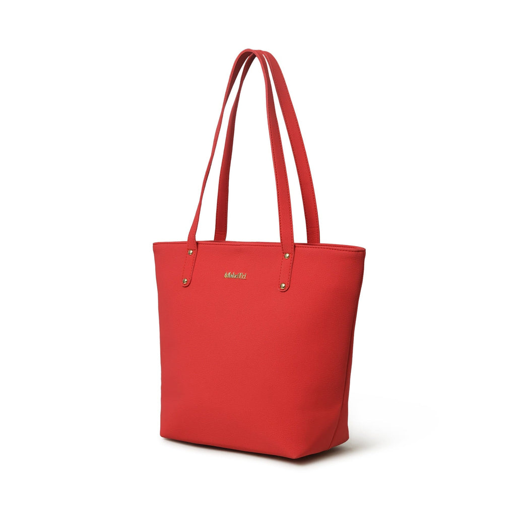 Era Vegan Leather Tote - Coral Red Classy Leather Bags