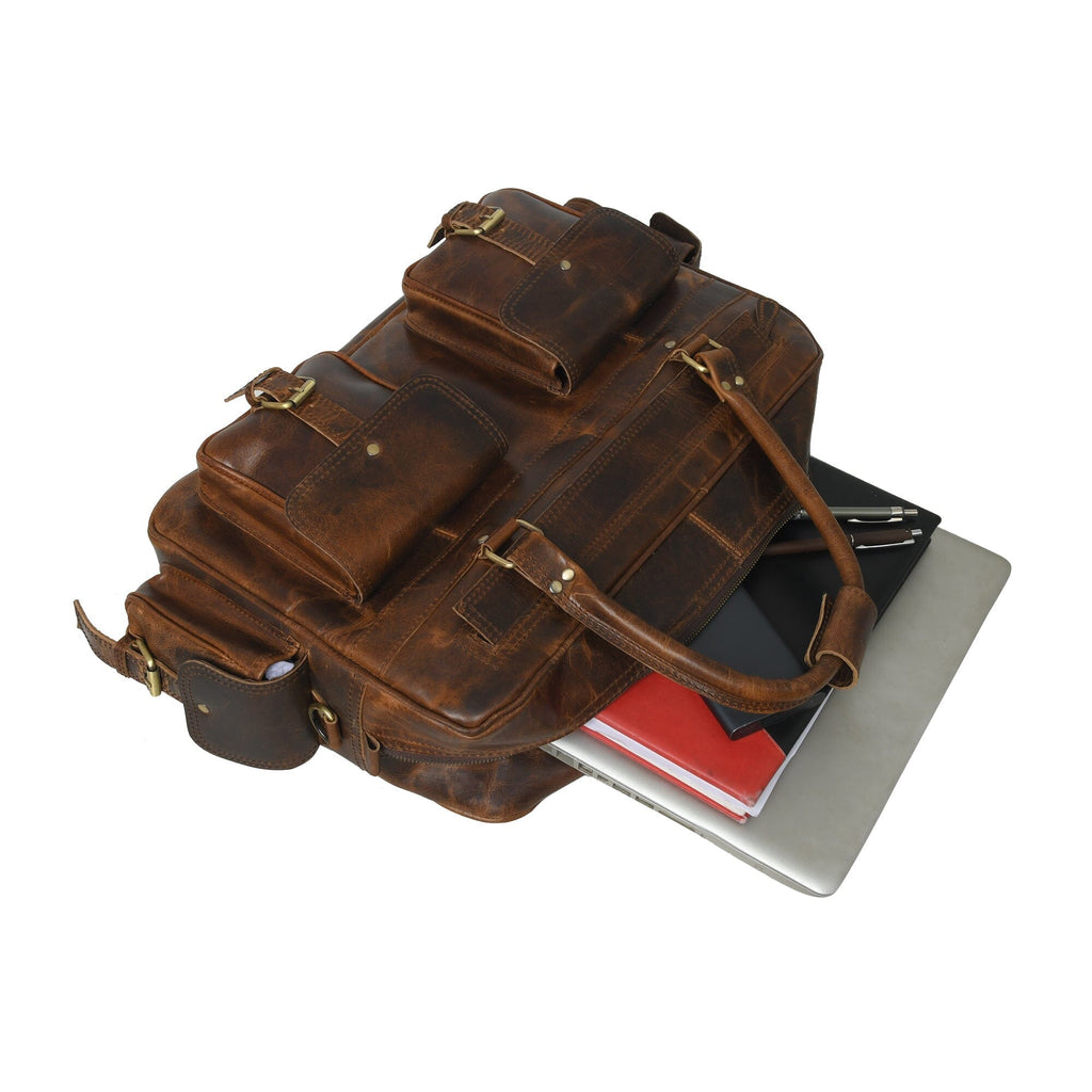 Finn Handcrafted Buffalo Leather Laptop Briefcase Classy Leather Bags