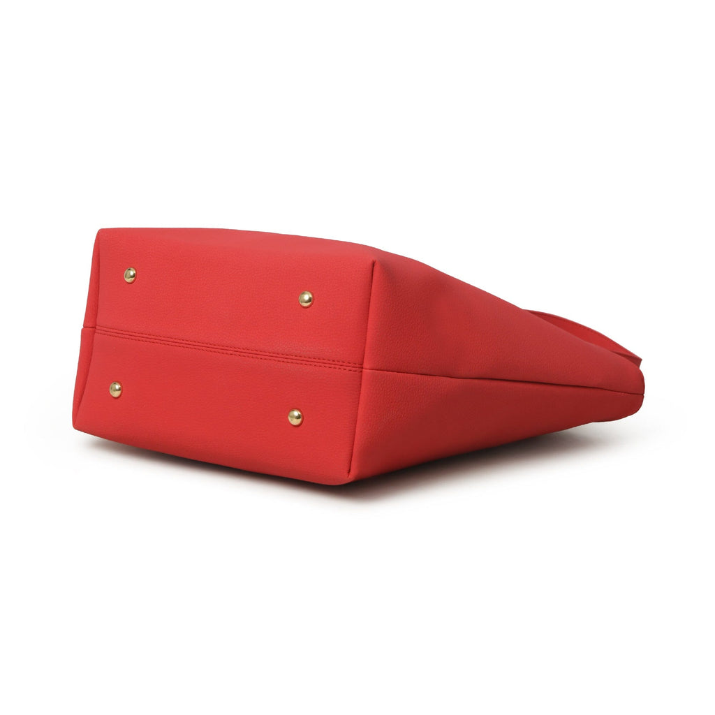 Era Vegan Leather Tote - Coral Red Classy Leather Bags