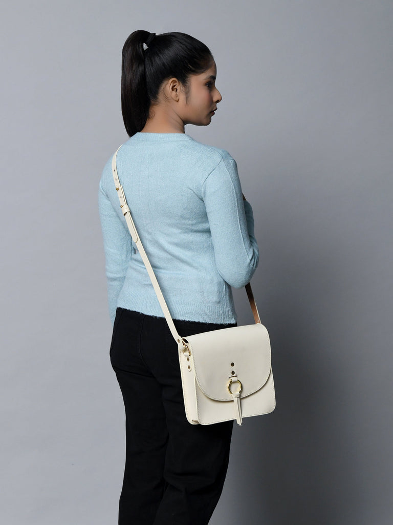 White Elegance Crossbody Sling Bag Classy Leather Bags