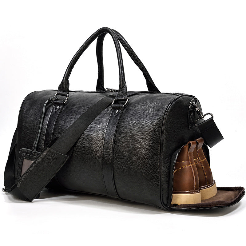 Full Grain Leather Travel Bag With Shoes Compartment, Cowhide Leather Duffle Bag, Overnight Bag RockCow Leather Studio